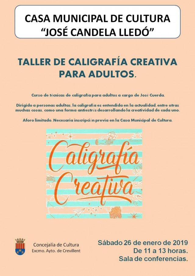 TALLER DE CALIGRAFÍA CREATIVA PARA ADULTOS. Curso de técnicas de caligrafía  para adultos a cargo de José Cuerda